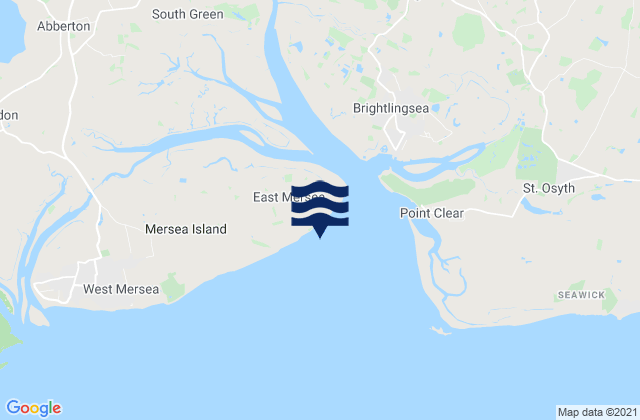 Mappa delle Getijden in Cudmore Grove Beach, United Kingdom