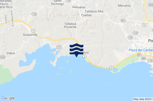 Mappa delle Getijden in Cuebas Barrio, Puerto Rico