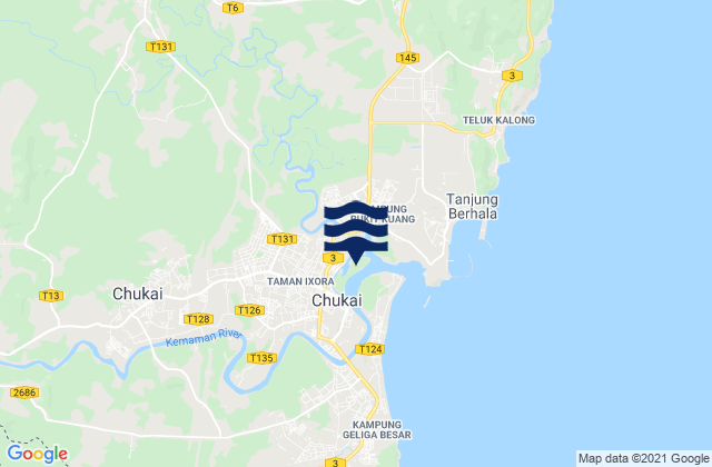Mappa delle Getijden in Cukai, Malaysia