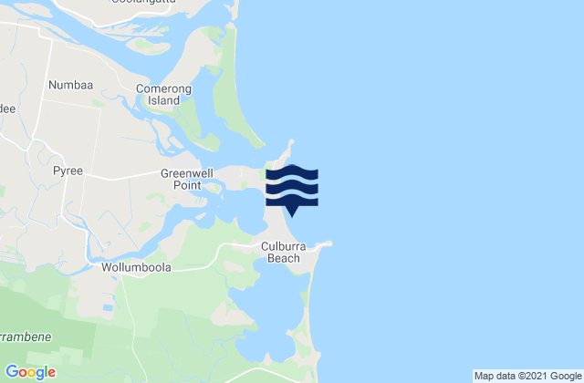 Mappa delle Getijden in Culburra Beach, Australia