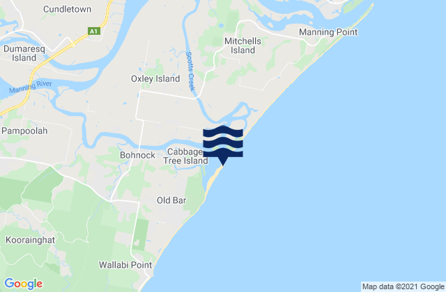 Mappa delle Getijden in Cundletown, Australia