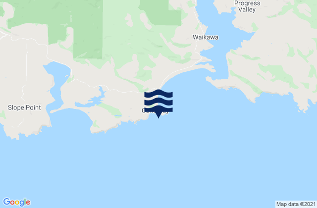 Mappa delle Getijden in Curio Bay, New Zealand