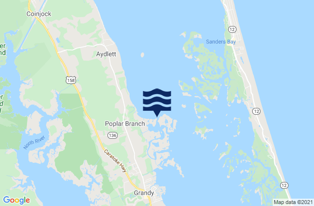 Mappa delle Getijden in Currituck Sound, United States