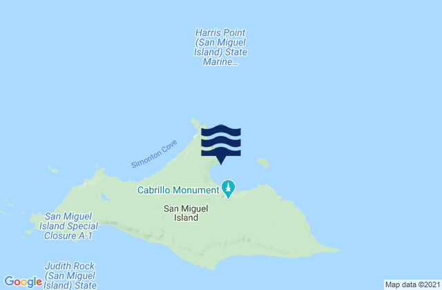 Mappa delle Getijden in Cuyler Harbor San Miguel Island, United States