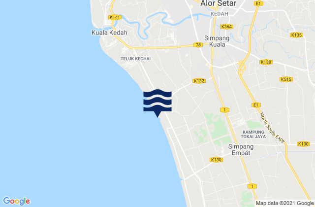 Mappa delle Getijden in Daerah Kota Setar, Malaysia