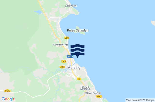 Mappa delle Getijden in Daerah Mersing, Malaysia