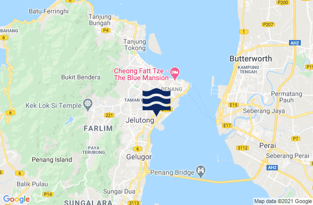 Mappa delle Getijden in Daerah Timur Laut, Malaysia