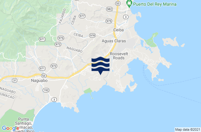 Mappa delle Getijden in Daguao Barrio, Puerto Rico