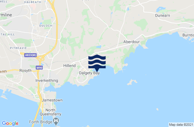 Mappa delle Getijden in Dalgety Bay Beach, United Kingdom