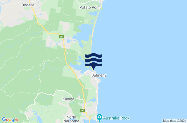 Mappa delle Getijden in Dalmeny Beach, Australia