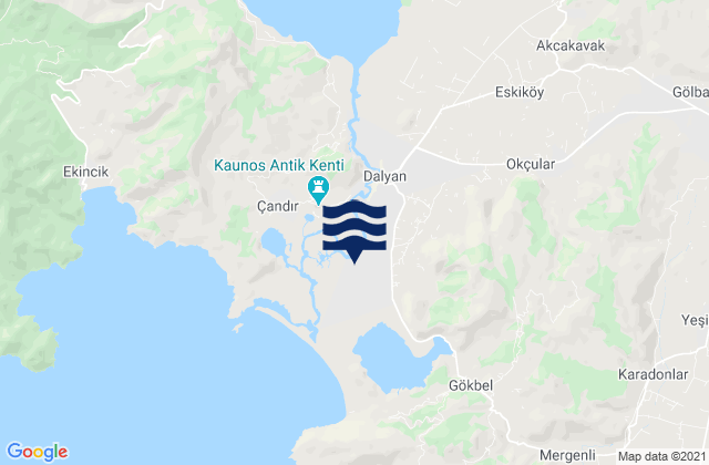 Mappa delle Getijden in Dalyan, Turkey