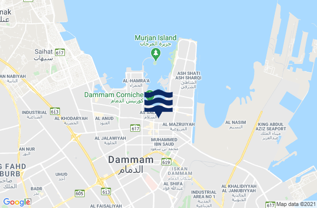 Mappa delle Getijden in Dammam, Saudi Arabia