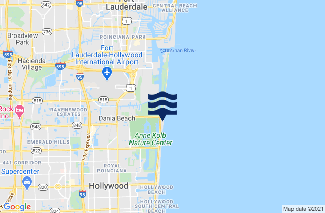 Mappa delle Getijden in Dania South Beach, United States