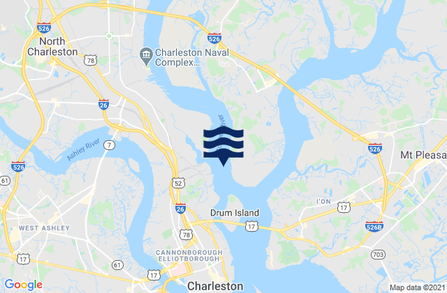 Mappa delle Getijden in Daniel Island Reach Buoy 48, United States