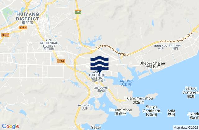 Mappa delle Getijden in Danshui, China