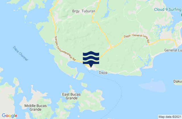 Mappa delle Getijden in Dapa, Philippines
