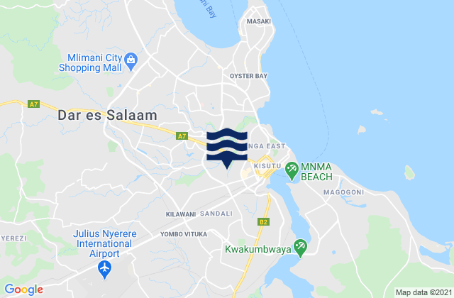 Mappa delle Getijden in Dar es Salaam, Tanzania