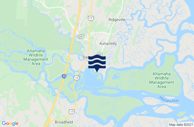 Mappa delle Getijden in Darien (Darien River), United States