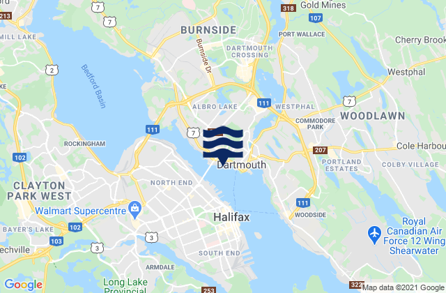 Mappa delle Getijden in Dartmouth, Canada