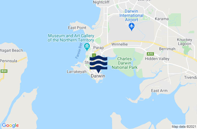 Mappa delle Getijden in Darwin, Australia