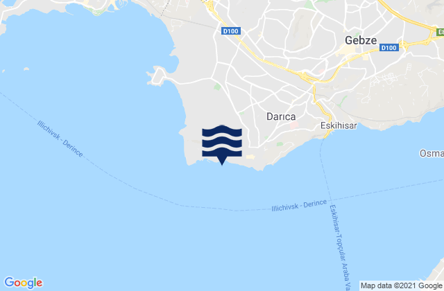 Mappa delle Getijden in Darıca, Turkey