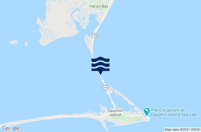 Mappa delle Getijden in Dauphin Island Causeway, United States