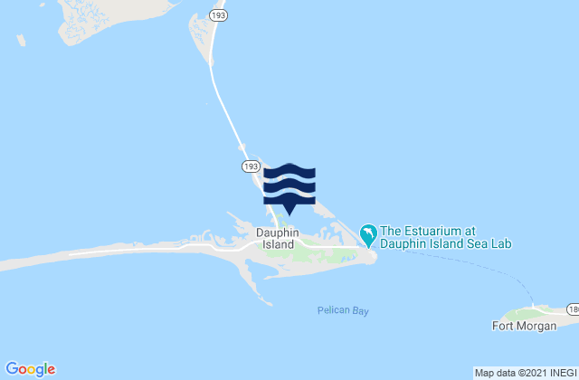 Mappa delle Getijden in Dauphin Island, United States