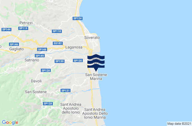 Mappa delle Getijden in Davoli, Italy