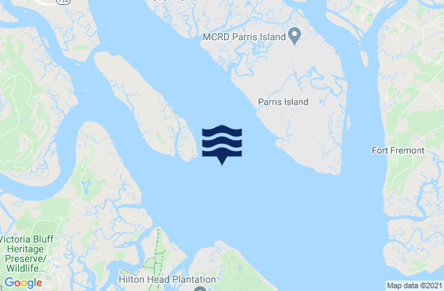 Mappa delle Getijden in Daws Island SE of Broad River, United States
