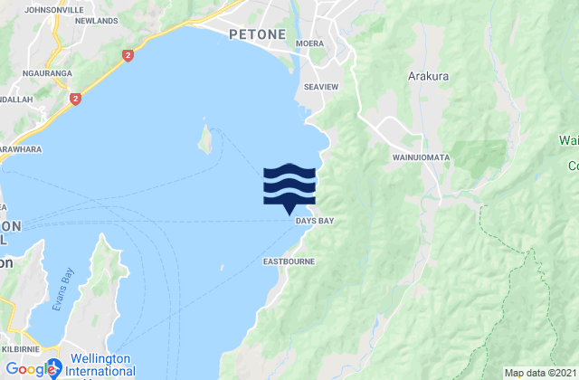 Mappa delle Getijden in Days, New Zealand