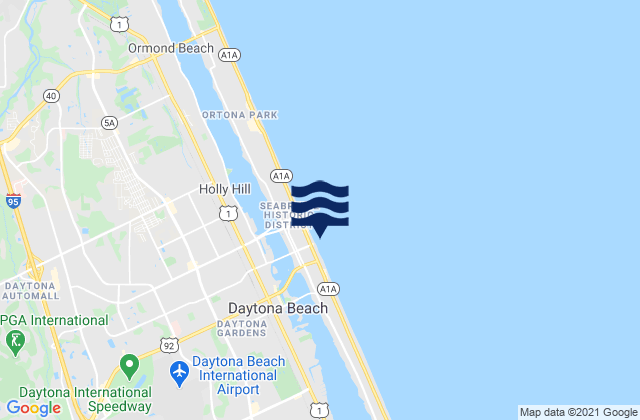 Mappa delle Getijden in Daytona Beach (Ocean), United States