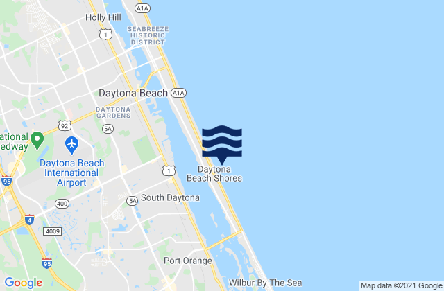 Mappa delle Getijden in Daytona Beach Shores, United States