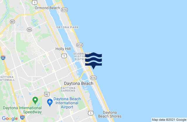 Mappa delle Getijden in Daytona Beach, United States