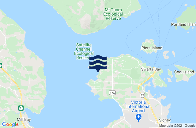 Mappa delle Getijden in Deep Cove, Canada