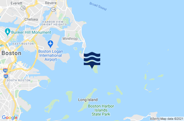 Mappa delle Getijden in Deer Island (South End), United States