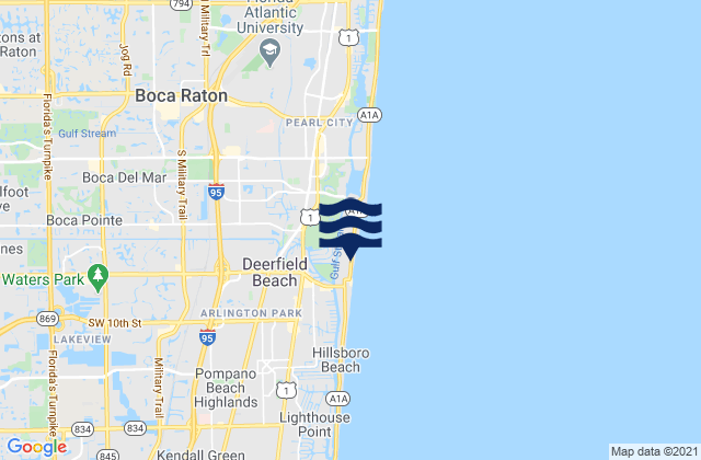 Mappa delle Getijden in Deerfield Beach, United States