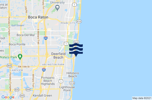 Mappa delle Getijden in Deerfield Beach Pier, United States