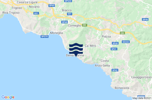 Mappa delle Getijden in Deiva Marina, Italy