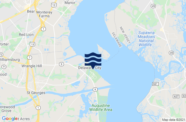 Mappa delle Getijden in Delaware City (Branch Channel), United States