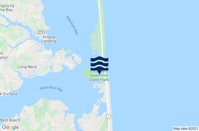 Mappa delle Getijden in Delaware Seashore State Park, United States