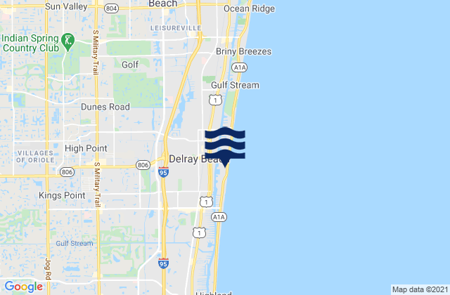 Mappa delle Getijden in Delray Beach, United States
