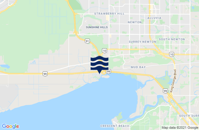 Mappa delle Getijden in Delta, Canada