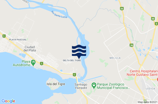 Mappa delle Getijden in Delta del Tigre, Uruguay