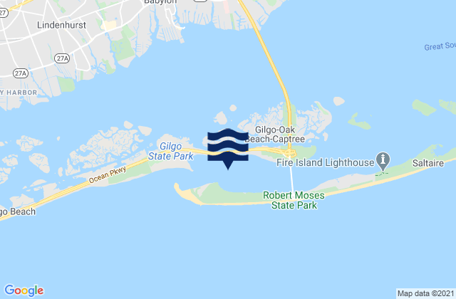Mappa delle Getijden in Democrat Point Fire Island Inlet, United States