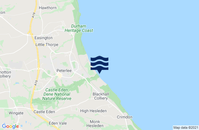 Mappa delle Getijden in Denemouth Beach, United Kingdom