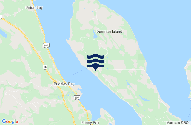 Mappa delle Getijden in Denman Island, Canada