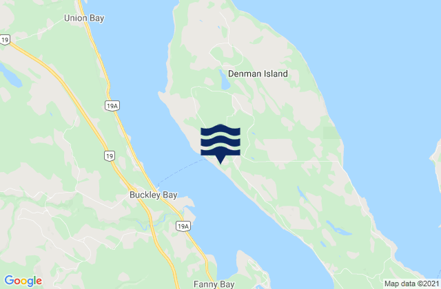 Mappa delle Getijden in Denman Island, Canada