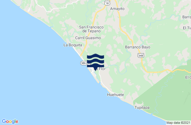 Mappa delle Getijden in Departamento de Carazo, Nicaragua