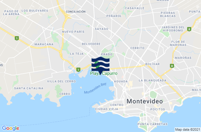 Mappa delle Getijden in Departamento de Montevideo, Uruguay