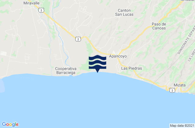 Mappa delle Getijden in Departamento de Sonsonate, El Salvador